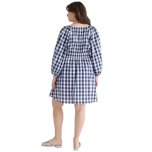 J.Crew Navy and White gingham v-neck dress NWT Medium - Picture 4 of 4